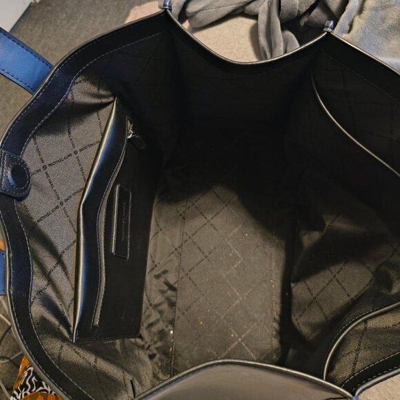 Michael Kors Cooper Logo Embossed Pebbled Leather Tote Bag (Navy Blue) - Picture 5 of 5